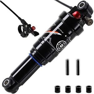 DNM Mountain Bike MTB Air Rear Shock Rebound/Remote Lock Out/Air Compression Pressure Adjustable - AL7075 Shaft & AL6061 Shock Body - Extra Bushing Hardware - Length 200mm