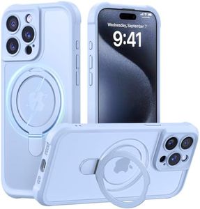 MOCCA Design for iPhone 15 Pro Case with Magnetic Invisible Stand [Full Camera Protection] [Compatible with Magsafe] Military Drop Shockproof Translucent Matte Phone Case Cover 6.1",Light Blue