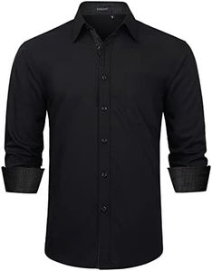 Enlision Camisa Negra Hombre Manga Larga Formales Casual Camisas De Vestir Hombres Clásico Elegante Boda Negocio Camisa Regular Fit L