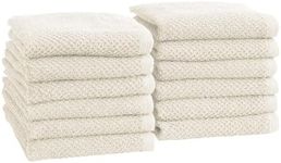 Great Bay Home Ivory Washcloth- 100% Cotton 12-Pack 13x13 Wash Cloth - Absorbent, Quick-Drying, Durable Face Towels for Bathroom Decor - Low-Twist, Two-Ply Fibers