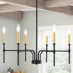 SLBWQ Black and Gold Chandelier 6-Light, Modern Farmhouse Chandelier for Dining Room Light Fixture, Industrial Candle Chandelier Hanging Pendant Light for Living Room, Bedroom, Kitchen, Foyer Entryway