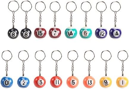 Kopinma Colourful Billiard Key Pendant Set, 16 Pieces, Mini Key Pendant, Balls, Eight Ball, Billiard Chains, Accessories Parts