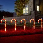 Marco Paul Christmas 6 Candy Cane Lights with 60LEDs, Battery Operated, Candy Canes Outdoor Lights, Outdoor Candy Cane Christmas Decorations, Outdoor Xmas Path Lights, Light Up Candy Canes Outdoor