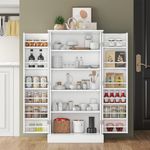 Jehiatek 47'' Kitchen Cupboard, Pantry Cabinet with Adjustable Shelves, Freestanding Kitchen Storage Cabinet with Doors, for Dining Room & Living Room, 60x40x120cm, White
