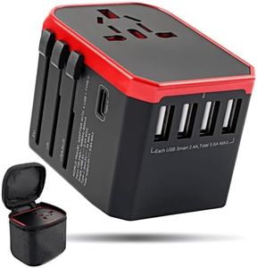 Adaptateur Voyage Universel, Weinsamkeit 6 en 1 Prise Internationale de Voyage avec 3A Type C et 4 USB, Adaptateur Prise Universelle, Idéal pour Voyages Internationaux EU, UK, USA, Australie, Chine