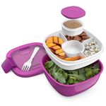 Bentgo Salad (Purple) BPA-Free Lunch Container with Large 54-oz Salad Bowl, 3-Compartment Bento-Style Tray for Salad Toppings and Snacks, 3-oz Sauce Container for Dressings, and Built-In Reusable Fork