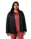 32 Degrees Women's Lightweight Recycled Poly-Fill Shirt Jacket | Quilted | Semi-Fitted | Snap Pockets, Black, Large