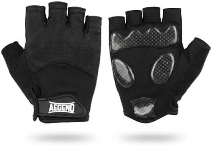 Aegend Half-Finger Cycling Gloves, Anti-Slip Shock-Absorbing Padded Palm, Breathable Mesh for Biking, Fitness and Outdoor Activities (Black)