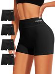 MIOTAN Cotton Boy Shorts Underwear for Women Boxer Briefs Tummy Control Boyshorts High Waisted Panties 4 Pack, Medium