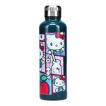 Paladone Hello Kitty Official Licensed Pink and Blue Colorful Metal Water Bottle Sanrio Leak-Proof Travel Tumbler Fits Standard Cup Holder, Gift and Office Decor