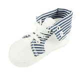 Glamour Girlz Baby Girls Infant Newborn Babies Kids Crib Pram Shoes Beach Summer Soft Sole Flats Pre Walkers Plimsoles Sneakers Trainers Striped Light Blue White (3-6 Months 12)