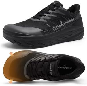 Women's Orthopedic Diabetic Wide Sneakers: Soft Plantar Fasciitis Neuropathy Arch Support Heel Spurs Athletic Orthotic Walking Shoes, Breathable Fashion Wear High Instep Sport Shoes Black Size 6