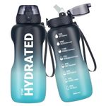 Gohippos Water Bottle, 500ML/800ML/1000ML/2L Sports Water Bottle with Straw and Time Markings, Motivational Drinks Bottle to Stay Hydrated, Tritan, BPA Free, Leakproof, for Gym School Office(1 Bottle)