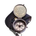 Thoreau's Go Confidently Quote Engraved Compass with Stamped Leather case Camping Compass Boating Compass Gift Compass Graduation Day Gifts