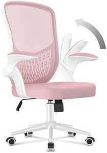 naspaluro Silla de Oficina, Silla de Oficina Ergonómica con Brazos Abatibles 90°, Soporte Lumbar de Diseño Exclusivo, Tapicería de Malla Transpirable, Silla de Escritorio Giratoria 360°, Rosa