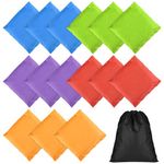 PLULON 15 Pack Bean Bags for Tossing Small Cornhole Bean Bags, 3.94 x 3.94 Inch Colorful Bean Bags Toss for Cornhole Game Outdoor Yard Carnival Hand Toss Classroom Games with Tote Bag