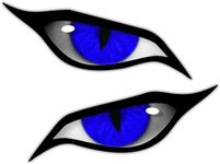 Pack of 2 Evil Eyes Eye Vinyl Car Motorbike Helmet Sticker Decal Blue