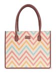 ZOUK WavBeach Printed Jute Handcrafted Multicolor Women's Stylish Tote Bags | Tote Handbag| Shoulder bag with double handle