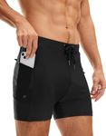 G Gradual Men's Swimsuit Trunks with Zipper Pockets Quick Dry Swimwear Bathing Suit Swim Briefs Board Shorts for Men, Black, M