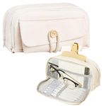 FunBlast Pencil Pouch, Pencil case for Girls, Large Capacity Stationary Organizer Case, Aesthetic Pencil Case Organizer, Multipurpose Zipper Pouch for Kids & Adults (Beige)