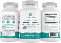 Collazing - Alaskan Wild-Caught Marine Collagen Protein Peptides with Hyaluronic Acid and Vitamin C - for Radiant Skin, Hair, Nails. Joints, Bones - 120 Capsules-30 Days Supply