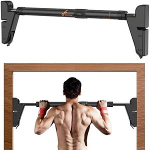 Sportneer Pull Up Bar for Home Workout - Max Load 200KG, Adjustable Length 75-94 cm, No Screws, Doorway Mount, Steel, Black
