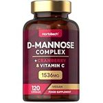 D Mannose Complex 1536mg | Urinary Tract Infection (UTI) Relief | 3 in 1 D-Mannose Capsules + Vitamin C | 120 Vegan Capsules | No Artificial Preservatives | by Horbaach