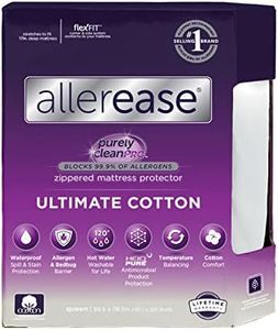 AllerEase Ultimate Protection and Comfort Waterproof, Bed Bug, Antimicrobial Zippered Mattress Protector - Vinyl Free & Hypoallergenic Queen