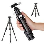 Fotopro Mini Travel Tripod, Lightweight Compact Carbon Fibre Tripod with 360° Ball Head, QR Plate for DSLR Camera Camcorder, for Travel for Desktop, Max Load 11lbs, Black