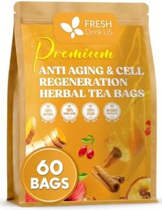 FreshDrinkUS, Premium 100% Natural Herbal Tea, Made with Natural Material. No Sugar, Vegan. (60 Tea Bags Anti Aging and Cell Regeneration Tea)