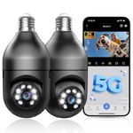 Light Bulb Security Cameras Wireless Outdoor 5g/2.4ghz WiFi, 2K HD 360 Camera Surveillance Exterieur Interieur EseeCloud, Lightbulb Security Camera Color Night Vision Motion Sensor 2 Way Talk Alexa