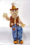 WORTH IMPORTS 60" Sitting Scarecrow, Blue, Brown, Yellow, Cream, Black, Orange