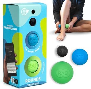 RAD Rounds Myofascial Release Balls (Set of 3) - Extra Soft Therapy Balls for Back Pain, Jaw, Forearm, Neck - Deep Tissue Massage Balls for Feet, Plantar Fasciitis - Pressure Point Balls, Yoga Balls