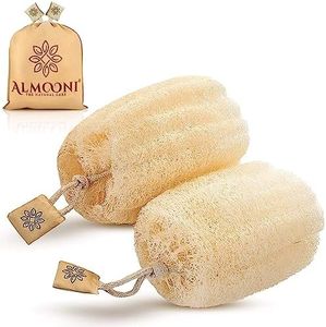 Almooni Egyptian Loofah Exfoliating Body Scrubber, Natural Real Egyptian Shower Loofah Sponge Body Scrubber for Women and Men, for Body and Face That Will Get You Clean - 2 Count (1 Pack)