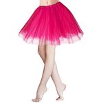 KALIONE Tutu Skirt for Women Girls 3 Layered Elastic Tulle Skirts Women's Teen Adult Tutu Skirt Bubble Ballet Dance Tulle Skirts Vintage Party Dress Costume Accessories for Women Teen Girls, Rose Red