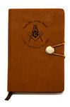 Personalised Tan PU Leather Effect Masonic with G Notebook Pad, Travel Journal or Diary, Laser Engraved - Enter Your Own Custom Text (A6)