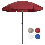 AMMSUN Patio Umbrella Market Table Umbrella 6.5 ft Tilt Steel Pole UPF50+ Protection, Great for Outdoor Garden Backyard (Maroon)