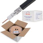 RG6 500ft Dual Shield Coaxial Cable, 18 AWG Copper Clad Steel Conductor, Foam PE Core, 60% Aluminum Braid, PVC Jacket, Reel in Box (500FT, Black)