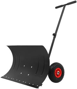 Toriexon Snow Shovel with Wheels 29" W x 16.5" H, Heavy Duty Snow Pusher with 10" Pneumatic Wheels, Angle Adjustable Blade & Handle Snow Shovels with Wheels for Driveway, Pavement