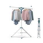 AISIR Clothes Airer Clothes Drying Rack Indoor Outdoor, Clothes Horse Laundry Racks Foldable with 4 Arms for Hangers, Adjustable Height 110-180cm.