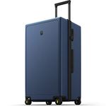 LEVEL8 Large Checked Suitcase, 28 Inch Luggage Suitcase with 8 Spinner Wheels, Lightweight Luminous Textured with TSA Lock, Navy