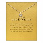 ZYAWP Message Card Compass Pendant Necklace Silver Friendship Sisters Sun Good Luck Crane Pendant Y Chain Necklace for Women and Girl Gift (silver Lotus flower)