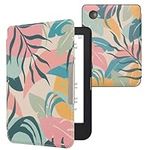 kwmobile Case Compatible with Kobo Clara 2E / Tolino Shine 4 Case - eReader Cover - Tropical Jungle Pink/Yellow/Green