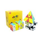 Cubelelo Drift 2x2, 3x3, Pyraminx & Silver Mirror Combo