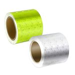 Xrkuu Reflective Tape, 2 Rolls 3m x 5cm Waterproof High Visibility Reflector Warning Stickers for Safety Reminder-Yellow & White