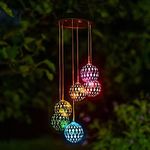 Solar Metal Orb Wind Chime Mobile - Rainbow Color Changing LED Lights, Outdoor, Weather Resistant - for Home, Garden, Decoration, Trees, Patio, Deck