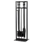 Country Living Pinecrest Black Fireplace Tool Set - Includes Brush, Shovel, Fire Poker, and Stand - Steel Construction