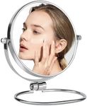 AumVum Travel Mirror Folding 10X Magnifying, 6" Compact Double-Sided Makeup Vanity Mirror，Portable Handheld & Wall Hanging for Shaving Bathroom and Desktop Use, No Light