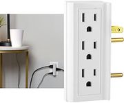 GE 6-Outlet Extender, Side Access Wall Tap, 3-Prong, Multiple Plug, Vertical Power Splitter, Cruise Essentials, Use for Home Office School Dorm Garage, White, 54543