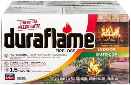 Duraflame 2.5 Pound 1.5 Hour Long Burn Time Indoor Outdoor Quick Light Fire Log for Camping, Firepits, Bonfires, and Fireplaces (6 Pack)